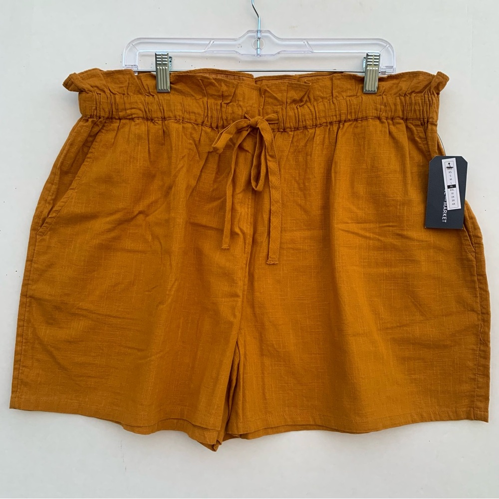 Melrose and Market Drawstring Pull- On Shorts Brown Buckthorn Size XL High Waist